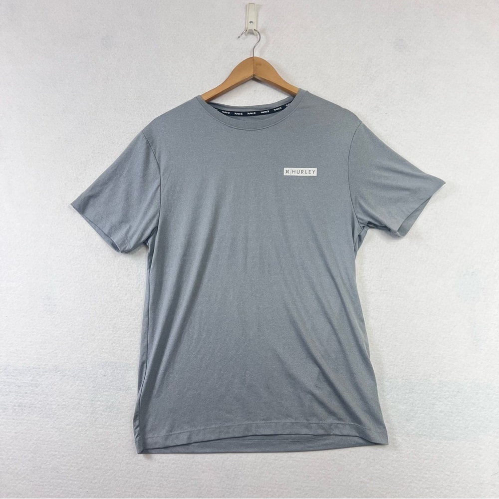 Hurley Short Sleeve Men T SHIRT Crew Neck Heathered Gray With Logo Sz Medium